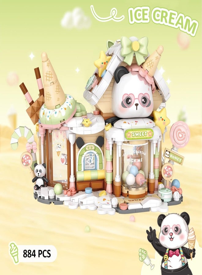 MEIEST Panda Ice Cream Shop Building Blocks Set,Mini City Shop Street View Particle Construction Building Bricks Toy,Home Decoration - Image 2